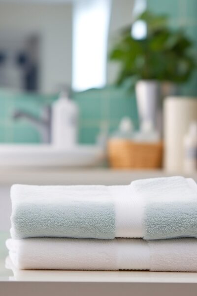 Łazienka z mozaiką: Szara podłoga i biało-szara aranżacja