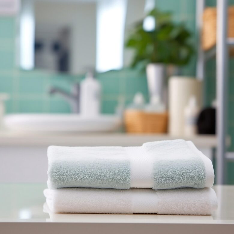 Łazienka z mozaiką: Szara podłoga i biało-szara aranżacja