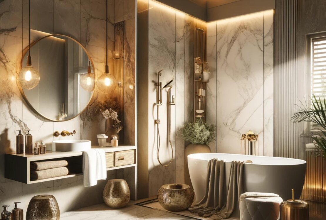 Szara łazienka z drewnem: Aranżacje i inspiracje