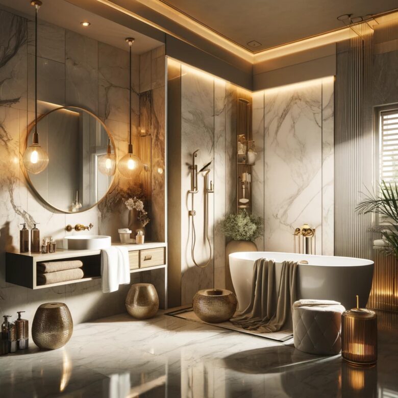 Szara łazienka z drewnem: Aranżacje i inspiracje