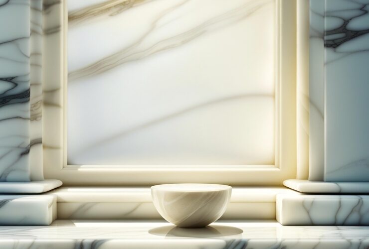 Biała łazienka z kamieniem: Aranżacja, nowoczesny marmur