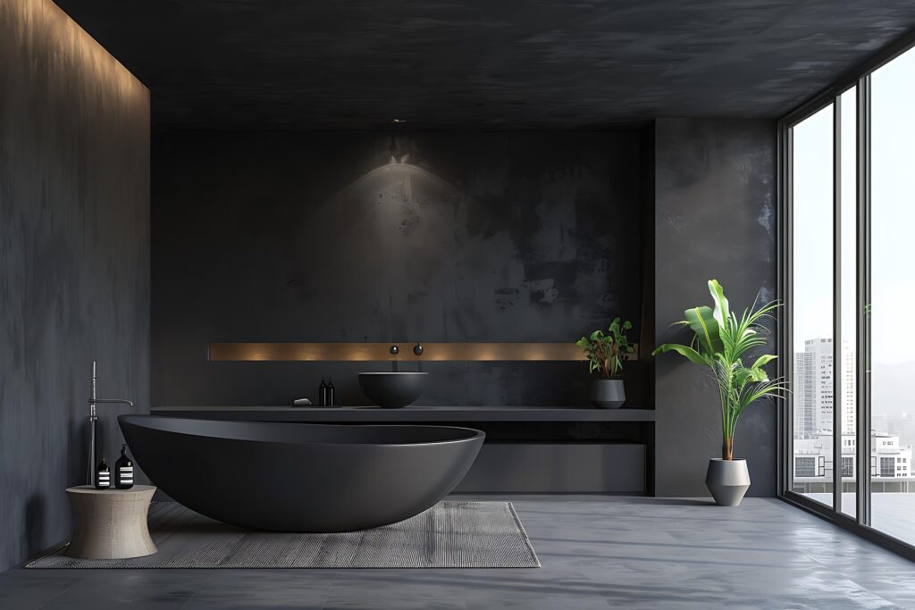 Akcenty w granatowej łazience