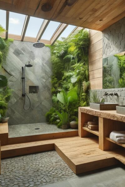 Jasna łazienka z drewnem: Aranżacja, inspiracja i dodatki