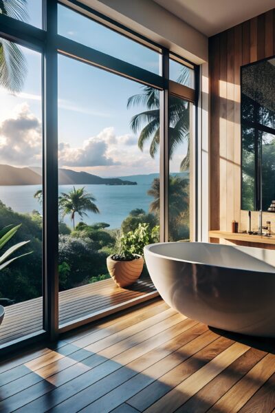 Szara łazienka z drewnem: Aranżacja i inspiracje